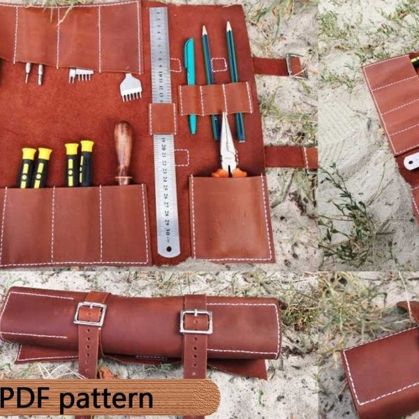 Patrón de bolsa de rollo de herramientas, Patrón de rollo de cuero, Patrón de bolsa de herramientas, Patrón de rollo de herramientas, Bolsa de rollo de patrón pdf