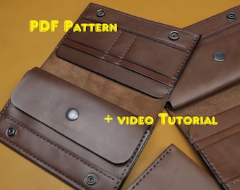 Wallet pattern, Leather wallet pattern, Wallet pattern pdf, Bifold wallet pattern, Leather bifold wallet pattern, Bi-fold wallet pattern