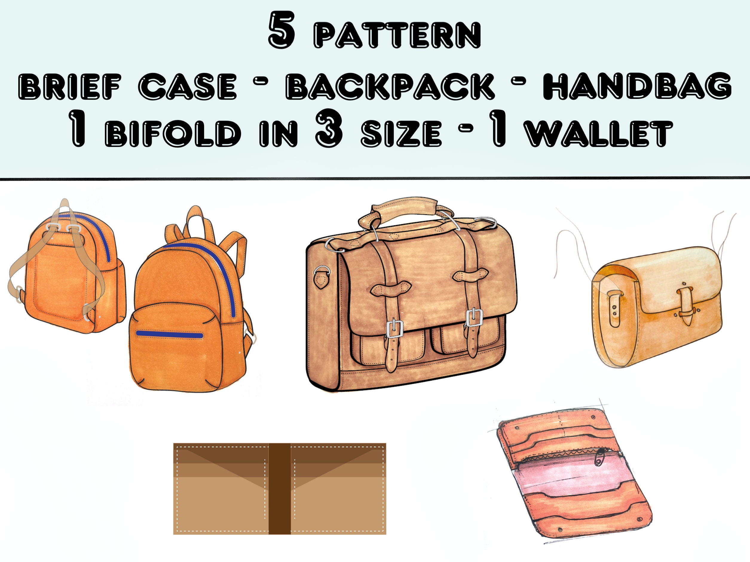 Leather Briefcase Pattern, Leather Briefcase Pdf, Leather Backpack Pdf
