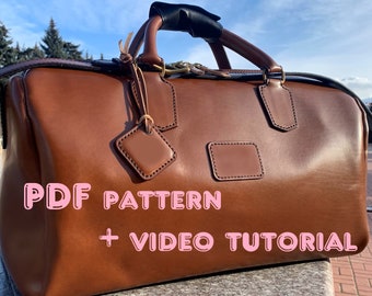 Leather sport bag pattern, Duffle bag pattern, Big travel bag pattern, Leather duffle bag pattern, Leather travel bag pattern