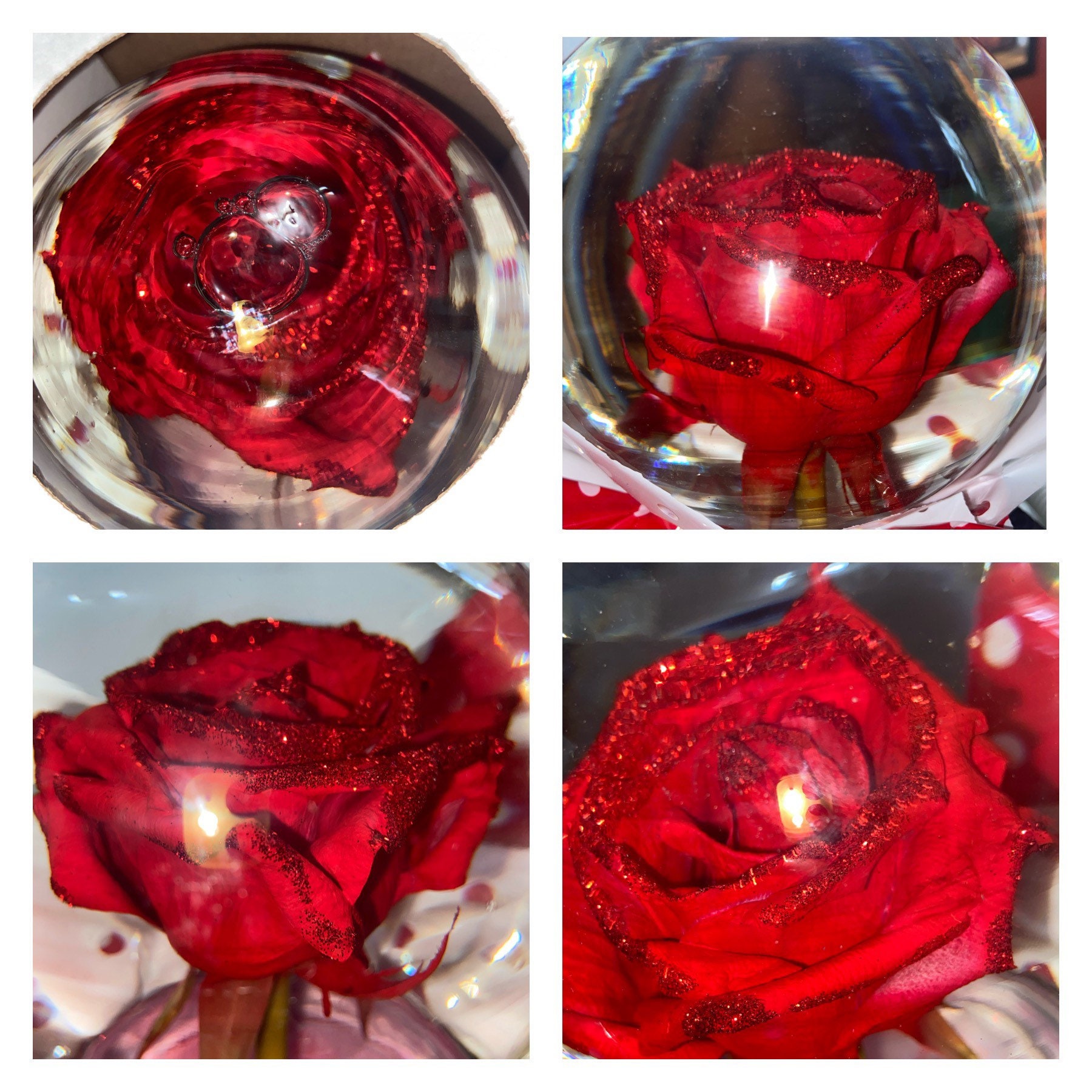 Real Red Rose Water Globe With Red Glitter Great Gift Idea Etsy