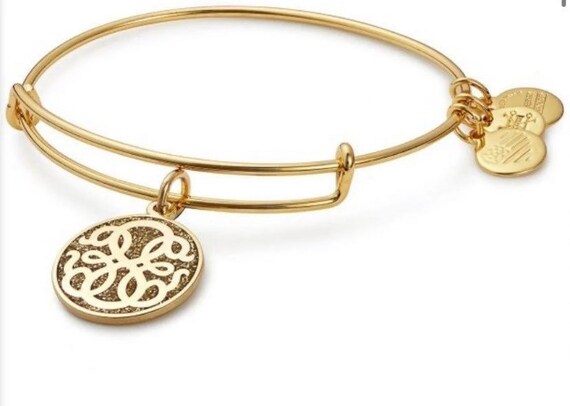 Alex and Ani Fall in Love Color Infusion Charm Bangle Bracelet - Shiny Gold  Finish