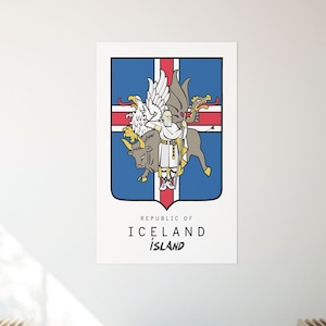 Nordic Crests - Iceland - Poster, Custom-Made Coat of Arms, Icelandic Flag, Scandinavian Art