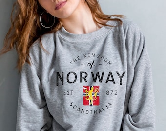 Kingdom of Norway Sweatshirt - Unisex, Soft, Comfortable, Crewneck Pullover - Norwegian, Scandinavian, Nordic