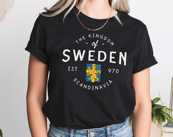 T-shirt del Regno di Svezia - Camicia Heritage svedese, Camicia svedese, Regalo svedese, Camicia svedese, Camicia per le vacanze svedesi, Regalo per lo svedese