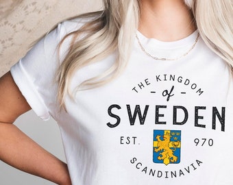 T-shirt del Regno di Svezia - Camicia Heritage svedese, Camicia svedese, Regalo svedese, Camicia svedese, Camicia per le vacanze svedesi, Regalo per lo svedese