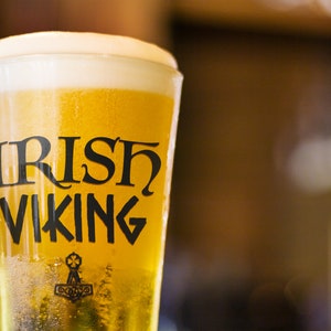 Irish Viking Beer Glass - Etched Pint Glass, St. Patrick&#39;s Day Gift, Boyfriend Gift, From Wife, Funny Norse Gift