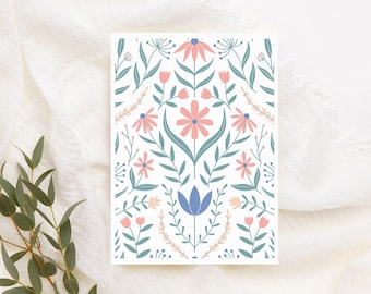 Floral Greeting Card, Botanical Birthday Card