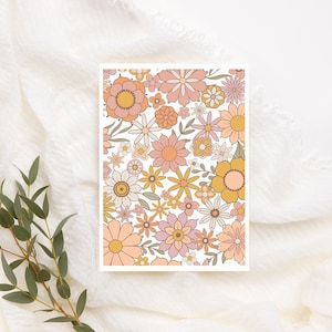 Cartão Floral Descolado | Cartão de Aniversário Retrô