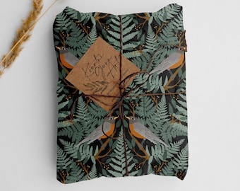 Botanical Wrapping Paper, Bird and Fern Gift Wrap