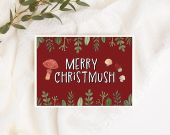 Christmas Mushroom Greeting Card, Merry Christmush Card