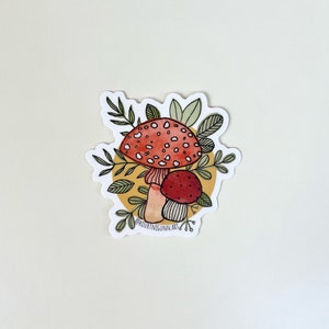 Watercolour Mushroom Sticker, Mushroom Die Cut Sticker image 1