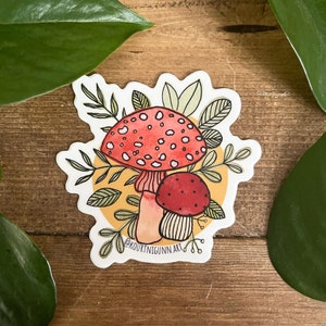 Watercolour Mushroom Sticker, Mushroom Die Cut Sticker image 3