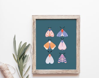 Moth Illustration Art Print, Moth Wall Art