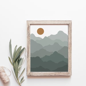 Boho Mountain Art Print, Mountain Wall Art