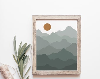 Boho Mountain Art Print, Mountain Wall Art