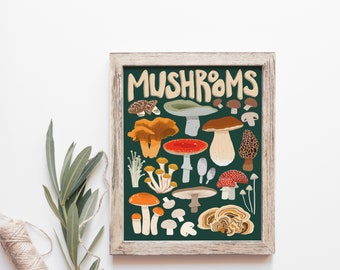 Mushroom Art Print, Mushroom Wall Decor