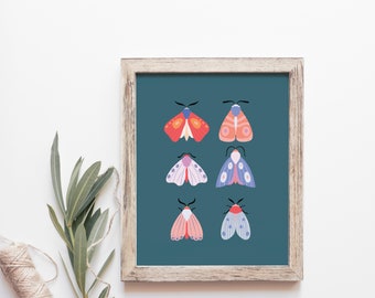 Moth Illustration Art Print, Moth Wall Art