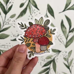 Watercolour Mushroom Sticker, Mushroom Die Cut Sticker image 2