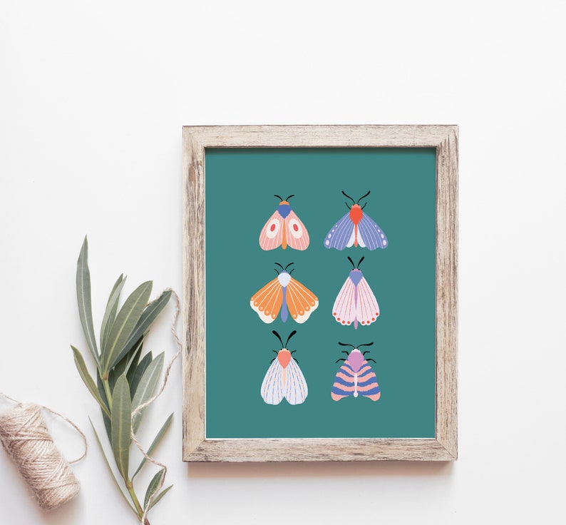 Moth Illustration Art Print, Moth Wall Art image 2