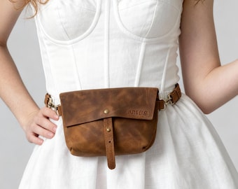 Borsa da cintura in pelle da donna, borsa da cintura personalizzata, borsa da cintura da viaggio, marsupio in pelle, borsa da cintura in pelle fatta a mano, marsupio in pelle per la vita