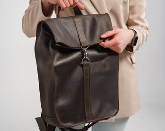 Mochila de cuero personalizada para portátil, mochila de mujer personalizada, mochila de trabajo de cuero para mujer, mochila de cuero hecha a mano, mochila universitaria