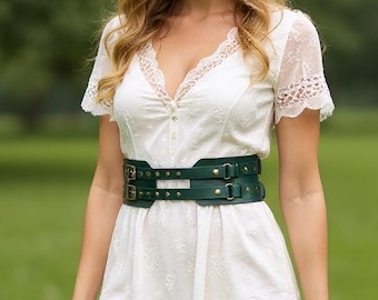 Leather wide waist belt, Womens double buckle belt, Fashion belts women, Leather corset belt waist, Western style leather belt, Stylish belt