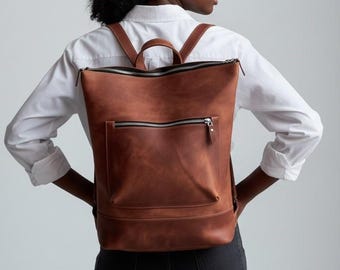 Mochila de cuero para mujer, Mochila de cuero para portátil, Mochila de cuero para portátil, Mochila grande de cuero para mujer, Mochila de cuero personalizada