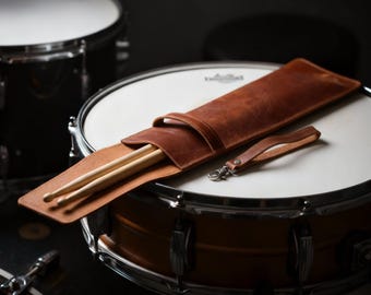 Estuche de cuero para baquetas, Bolsa personalizada para baquetas, Soporte de cuero para baquetas, Bolsa personalizada para baquetas, Soporte único para baquetas