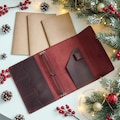 Handmade leather journal cover, Trifold leather journal a5, Refillable journal cover a6, Leather journal with elastic closure, A4 journal product logo