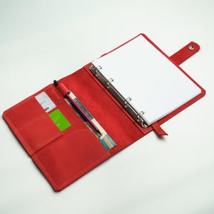Caderno de couro personalizado, planejador de fichário recarregável, diário de couro com 6 argolas, fichário de 3 argolas personalizado, fichário com bolsos