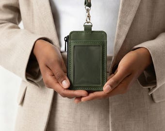 Gepersonaliseerde leren identiteitskaarthouder, ketting aangepaste badgehouder, badgehouder met sleutelkoord, leren identiteitskaarthouder, sleutelkoord identiteitskaart