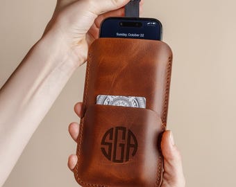 Funda de cuero personalizada para teléfono, Funda tipo billetera para teléfono, Funda de cuero para iPhone 16, Funda para iPhone 15 Pro Max, Fundas para teléfono hechas a mano, Estuche para teléfono