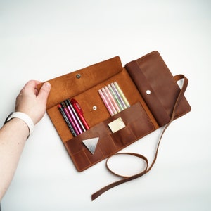 Leather pencil roll, Pen case, Artist roll, Brush case,  Leather pencil holder, Artist tool roll, Craft tool roll, Handmade pencil holder