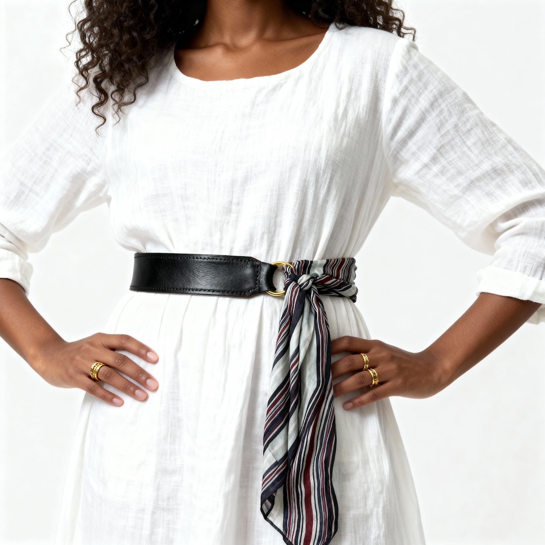 Leather Belt With Scarf, Scarf Waist Belt Leather, Womens Scarf Belt