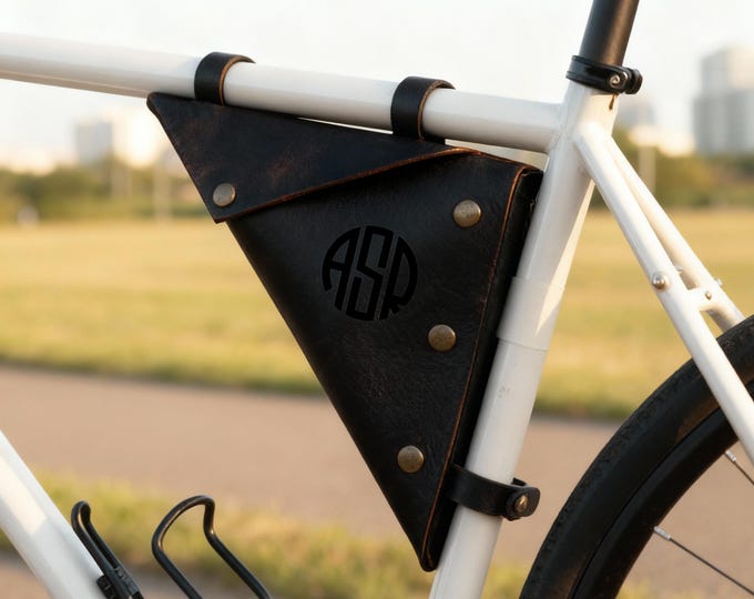 Custom leather bicycle bag, Leather bike bag, Bicycle frame bag, Personalized bicycle bag, Bike frame bag purse, Handmade bicycle bags