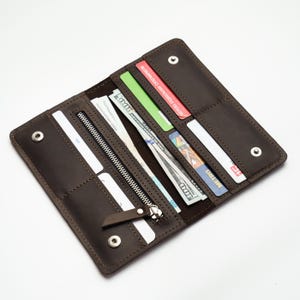 Cartera de cuero hecha a mano, Cartera de cuero personalizada, Tarjetero de cuero, Cartera de cuero, Cartera alargada personalizada