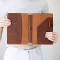 Leather notebook cover with pockets, Refillable leather notebook a6, Personalized journal cover, A5 notebook cover handmade, A4 journal case product logo