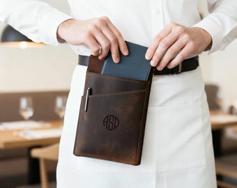 Leather waitress belt bag, Waiters waist utility bag, Server waitress bag, Waiter belt pouch, Waitress money bag, Waiters belt organizer