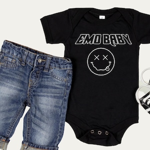 Emo in Training Baby Onesie® – Rock On Skeleton Hand, Skeleton hand onesies®, Goth Punk  emo baby,  | Unisex Graphic One Piece