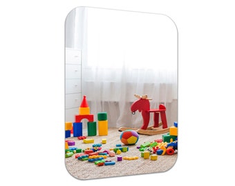 Rectangle Shatterproof Acrylic Safety Wall Mirror With Rounded Corners