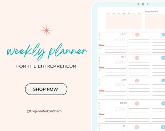 WEEKLY PLANNER with Built In Habit Tracker for the busy entrepreneur - Download and Print as times as you'd like