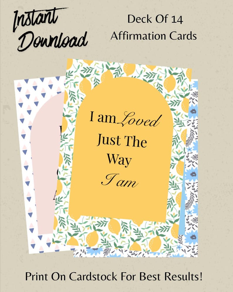 Whimsical Affirmation Cards Printable Set – 14 Positive Affirmations ...