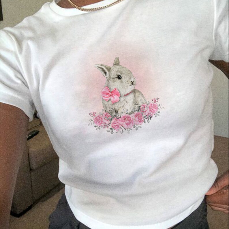 Bunny Baby Tee Vintage Y2k 2000's Baby Tee 90s Style Clothing Y2K ...