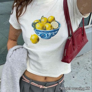 Camiseta para bebés Lemon Bowl, camiseta para bebés Scrapbook, camiseta para bebés de frutas, camiseta italiana para bebés de verano, estética de la abuela costera, nieta costera