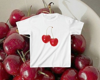 Cherry Baby Tee, Coquette Baby Tee, Y2k Shirt, 90s Baby Tee, Trending Fruit Shirt, Y2k Graphic Baby Tee, Cherry Girl Tee