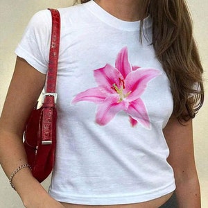 Tropical Flower Baby Tee | Vintage Y2k Baby Tee | 90s Style Clothing | Y2K Clothing | Coconut Girl Aesthetic