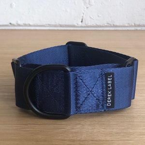Collier martingale bleu marine, collier lévrier italien, collier whippet, collier lévrier, collier sans tirage