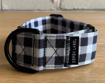 Martingale Collar Black + White Gingham Check, Italian Greyhound Collar, Whippet Collar, Greyhound Collar, No Pull Collar