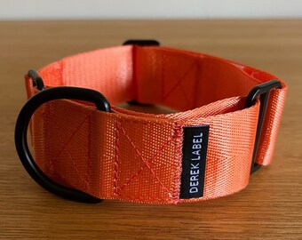 Martingale Collar Orange with Black Hardware, Whippet Collar, Greyhound Collar, No Pull Collar